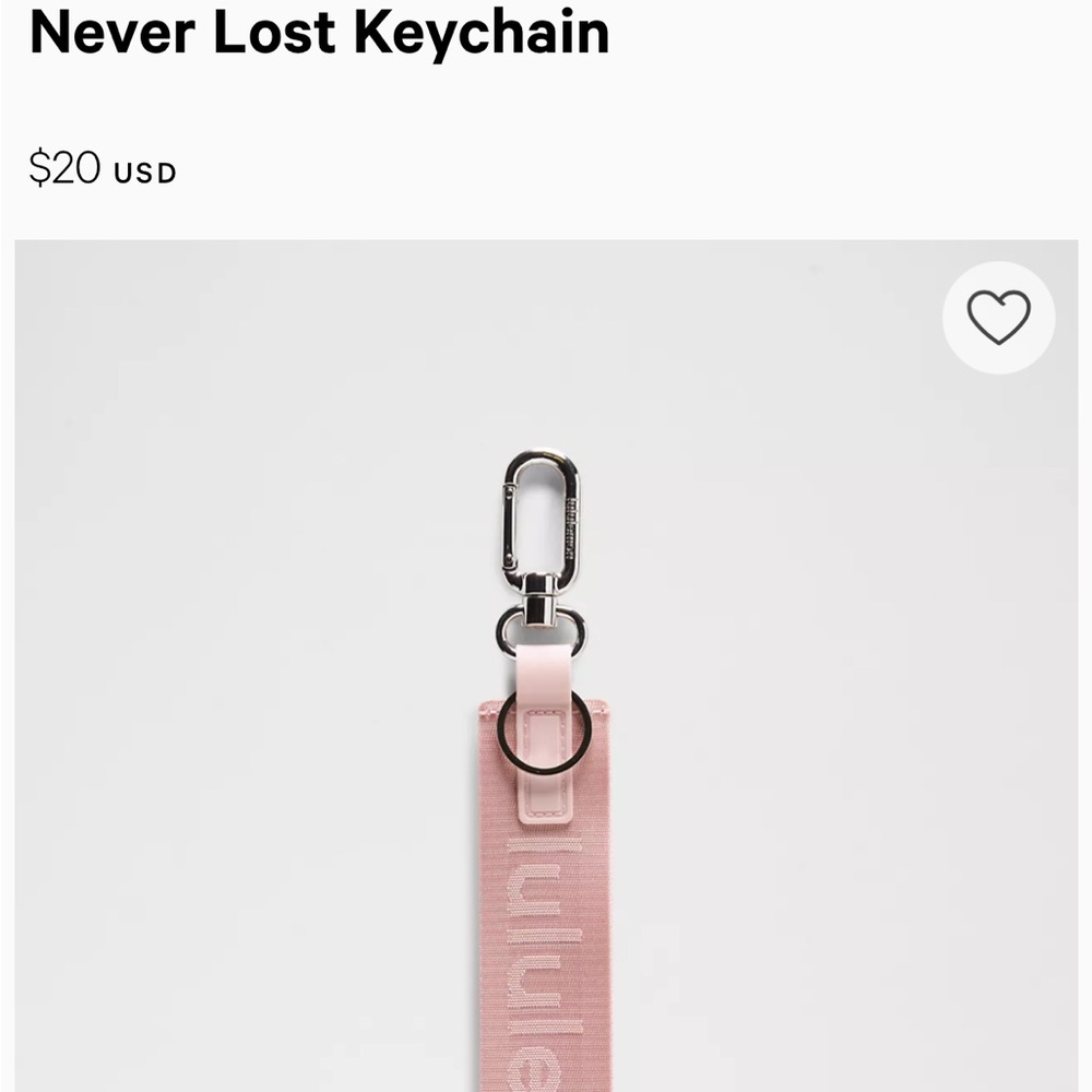 Lululemon Light Pink Strap Keychain